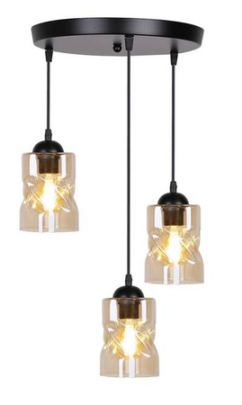 Lampa wisząca Felis szklana potrójna czarna bursztynowa do jadalni 3xE27