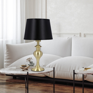 Lampka nocna Prima metalowa złota z czarnym abażurem E27