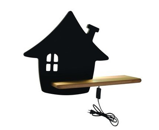 Kinkiet House dziecięcy z półką LED zintegrowany do pokoju dziecka czarny