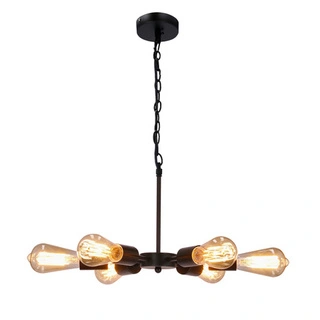 Lampa wisząca Sparta metalowa czarno-srebrna 6-punktowa do salonu E14