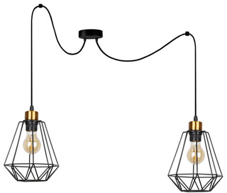 Lampa wisząca Primo podwójna druciana czarno-złota do salonu E27