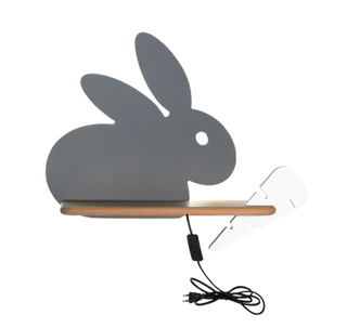 Kinkiet Rabit IQ Kids do pokoju dziecięcego królik z półką LED zintegrowany szary