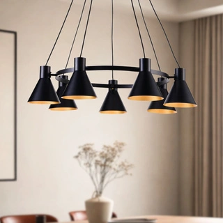 Lampa wisząca More czarno-złota metalowa do salonu 7xE14
