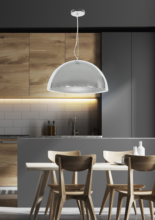 Lampa wisząca Dorada chrom metalowa klosz 40 cm do salonu E27 1 punkt światła