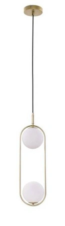 Lampa wisząca CORDEL elegancka - złoty mosiądz z białymi kloszami kulkami - nowoczesne oświetlenie salonu 2x G9 LED