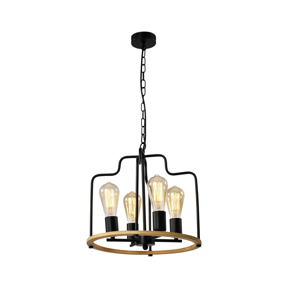 Lampa wisząca Datus do salonu loftowa czarna 4-płomienna E27 metalowa
