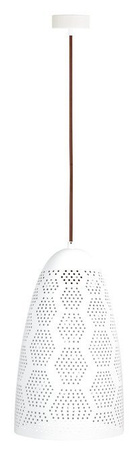Lampa wisząca Bene biała ażurowa pojedyncza do kuchni i jadalni E27