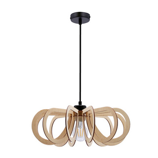 Lampa wisząca Eco 5 drewniana z abażurem pojedyncza E27 do salonu