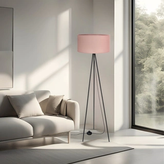 Lampa podłogowa Shanti trójnóg z abażurem do salonu 1-punktowa E27