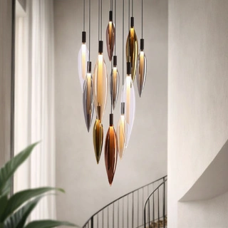 Lampa wisząca Nordic szklane tuby kolorowe do salonu