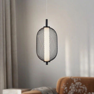 Lampa wisząca druciana PUMA z podłużnym kloszem 15 x 30 cm – designerska lampa nad stół LED 3000K