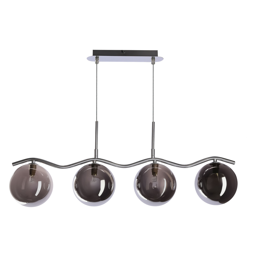 Lampa wisząca Lumos kula 4-płomienna szklane klosze grafitowe chrom do salonu nad stół