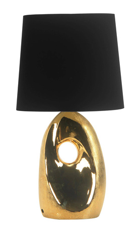 Lampka nocna Hierro ceramiczna złota z czarnym abażurem E27