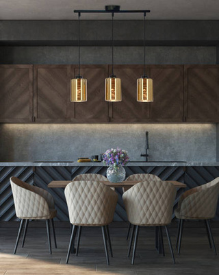 Lampa wisząca Cox potrójna szklane klosze czarno złota nad stół E27