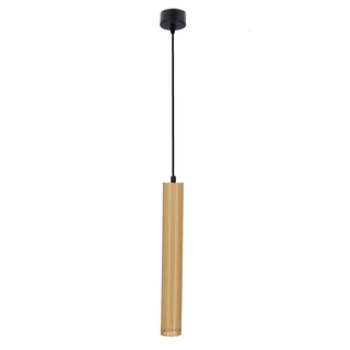Lampa wisząca tuba Tubo czarno-drewniana pojedyncza GU10 regulowana wysokość