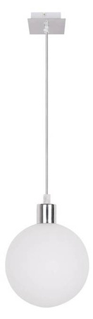 Lampa wisząca Oden kula szklana biała 15 cm pojedyncza do salonu