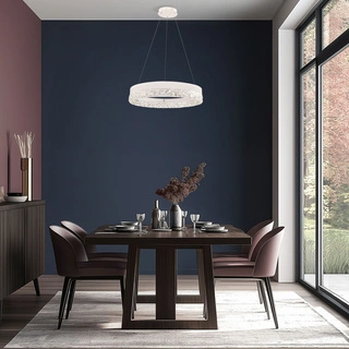 Lampa wisząca FROZI w stylu glamour – biały klosz z kryształkami – eleganckie i nowoczesne oświetlenie salonu LED