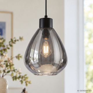 Lampa wisząca Monte z kloszem dymionym pojedyncza szklana do salonu