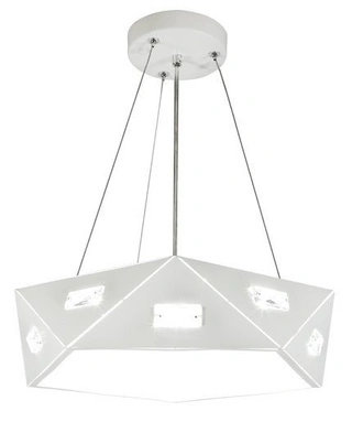 Lampa wisząca Nemezis biała pięciokątna metalowa 3-płomienna do salonu 3xG9