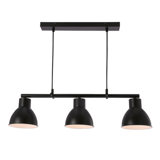 Lampa wisząca Inezz potrójna czarna z kloszami nad stół do jadalni E27