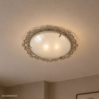 Plafon Casablanca okrągły do salonu i kuchni 38 cm srebrny 2xE27 Candellux