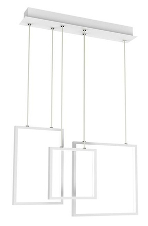 Lampa wisząca Keos kwadratowa potrójna biała LED do salonu