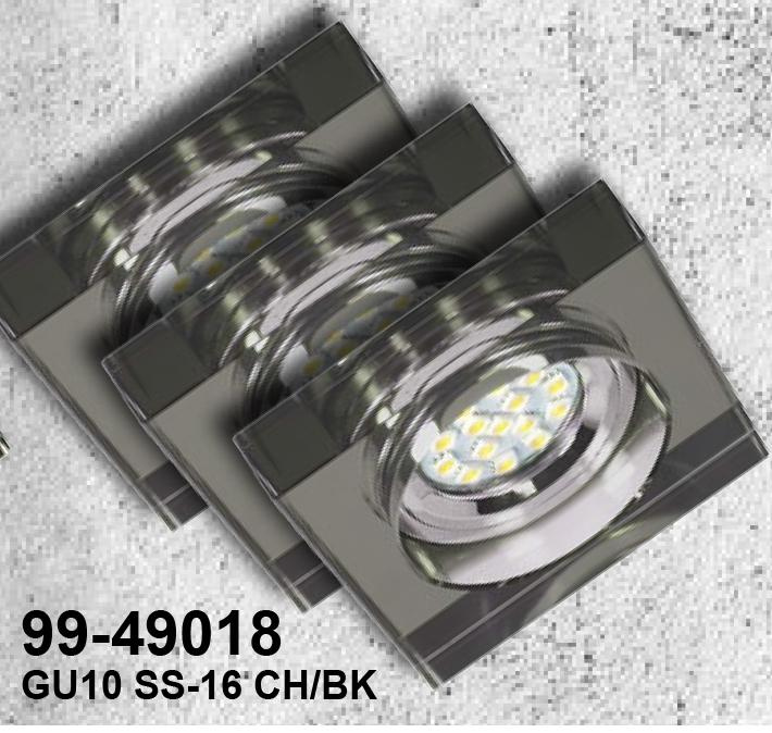 Oprawa halogenowa LED kwadratowa chrom czarny zestaw 3 sztuk