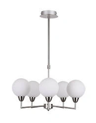 Lampa wisząca Logos kula szklana 5-płomienna do salonu metalowa