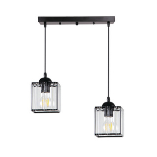 Lampa wisząca Glassia podwójna nad stół do salonu czarna z kloszem akrylowym E27
