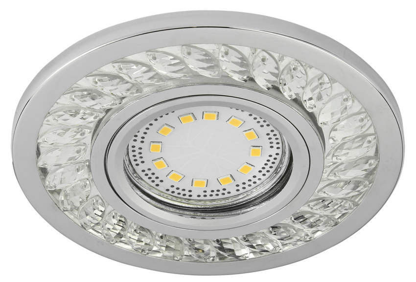 Oczko sufitowe okrągłe chromowe kryształowe oprawa halogenowa LED SMD 6500K