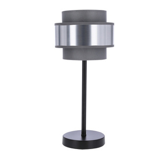 Lampka nocna Hare z abażurem szaro srebrnym na stolik nocny do sypialni