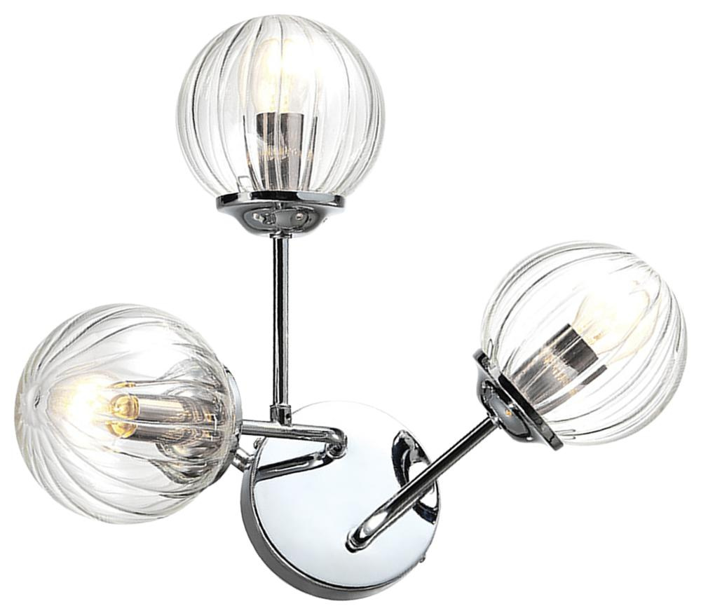Kinkiet Best szklany chromowany potrójny do salonu lampa ścienna E14