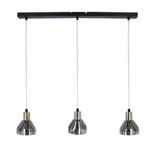 Lampa wisząca Gregory szklana potrójna czarno‑złota nad stół 3xE14