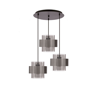 Lampa wisząca Spiega potrójna szklane klosze dymione do salonu E27 3-płomienna