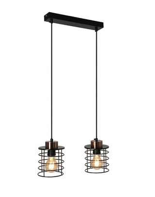 Lampa wisząca Glob podwójna metalowa czarna nad stół do jadalni E27