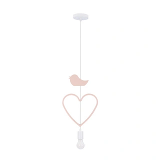 Lampa wisząca dziecięca Heart serce z ptaszkiem biała MDF E27 do pokoju dziecka