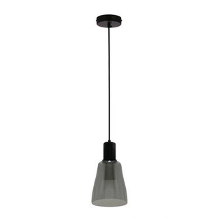Lampa wisząca Udin szklana z kloszem szarym pojedyncza do jadalni GU10