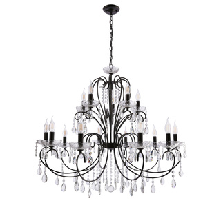 Żyrandol kryształowy Aurora rustykalny ramienny do salonu 15-punktowy czarny