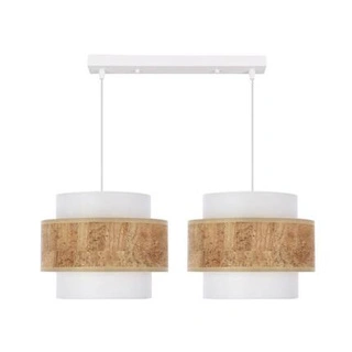 Lampa wisząca z abażurami Cork biała podwójna do jadalni nad stół