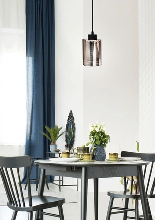 Lampa wisząca Cox szklana tuba chromowa pojedyncza do salonu 1xE27