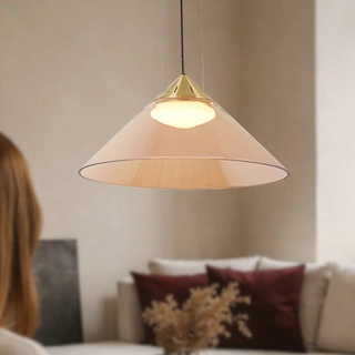 Lampa wisząca Presto 42 szklana złota z kloszem bursztynowo-białym nad stół