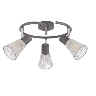 Lampa sufitowa spirala CURTIS szara 3x40W E14  nowoczesna oprawa oświetleniowa do salonu sypialni przedpokoju