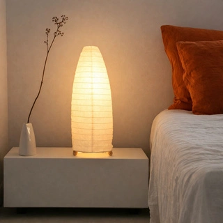 Lampka nocna Papirus biała papierowa z abażurem E14