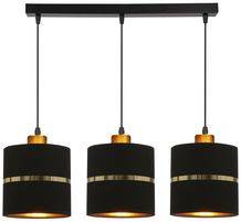 Lampa wisząca z abażurami Assam czarna złoty pasek potrójna nowoczesna