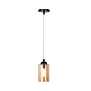 Lampa wisząca Bistro szklana pojedyncza do kuchni i jadalni E27 czarno brązowa