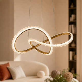 Lampa wisząca Elio złota z kryształkami LED 32W zmienna barwa do salonu