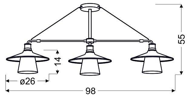 Lampa wisząca sufitowa czarna matowa 3x60W Loft Candellux 33-43115 detale
