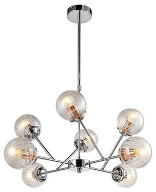 Lampa wisząca Best szklane klosze kula chrom 8-płomienna do salonu