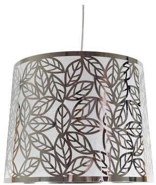Lampa wisząca z abażurem Andromeda klasyczna srebrna do salonu
