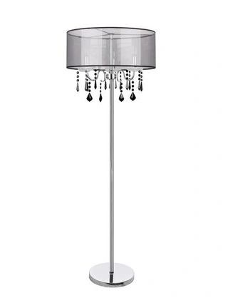 Lampa podłogowa chromowa / czarna z kryształkami Sottile Candellux 53-73945